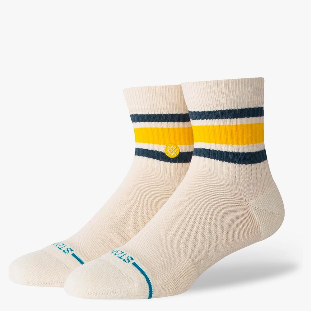 Stance Men's Cream and Yellow Striped Socks